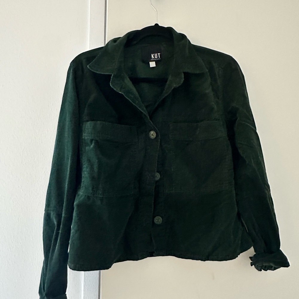 Kut from the Kloth Dark Green Corduroy Button-Front Jacket